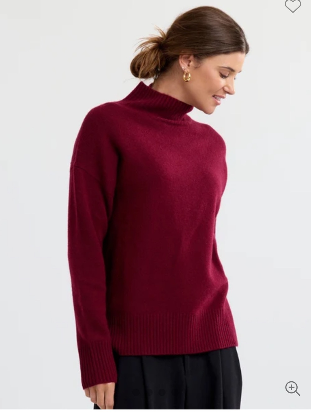 Pura Mock Neck Sweater - Raspberry - Picture 14 of 15